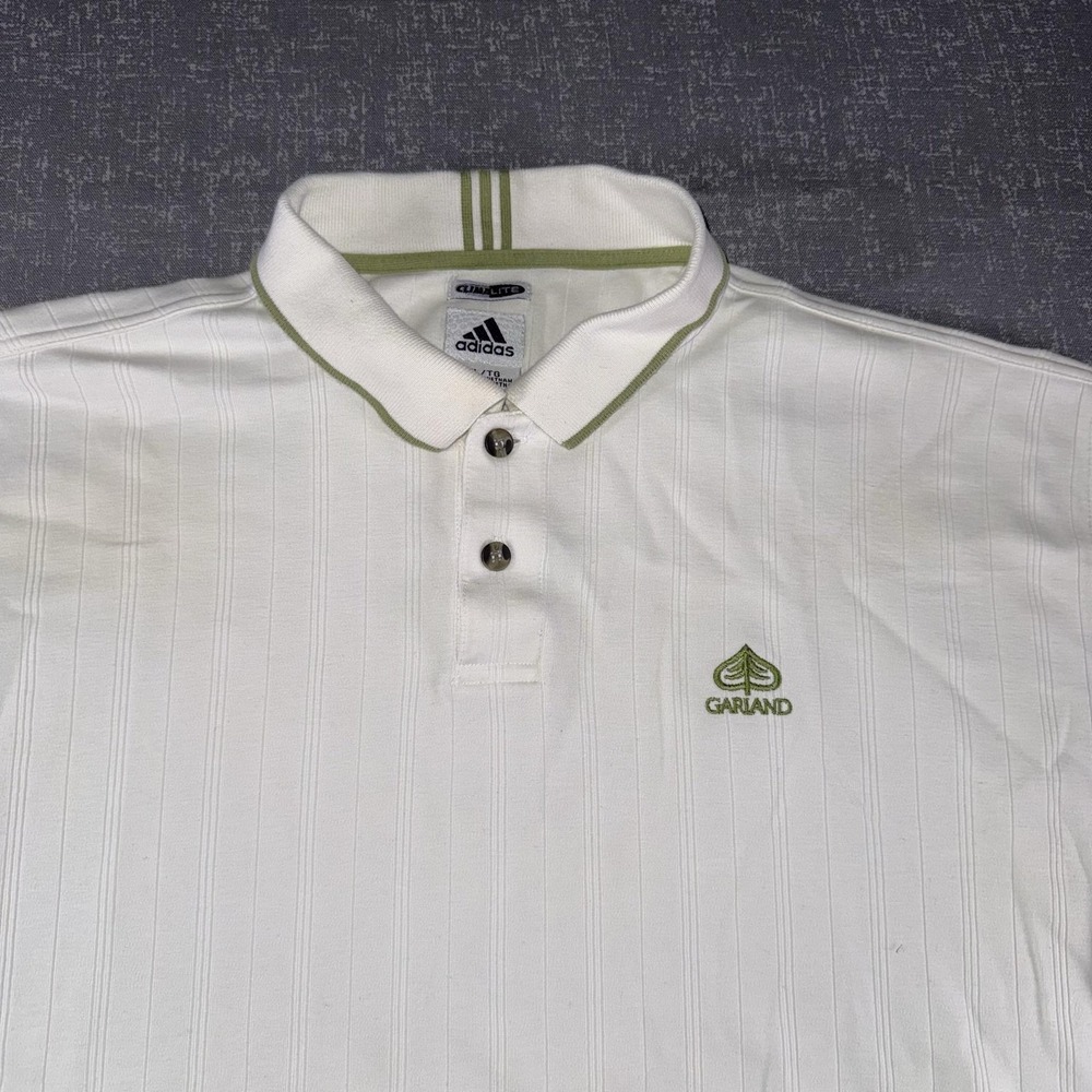Adidas Garland Golf Polo Shirt Mens XL White Climalite Striped Performance - Picture 3 of 10